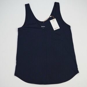 Quince Cotton Modal Double Scoop Neck Tank Top Navy Womens S NWT